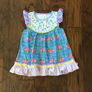 Matilda Jane Soft Knit Colorful Floral Girls Tunic Top - Blue & Pink